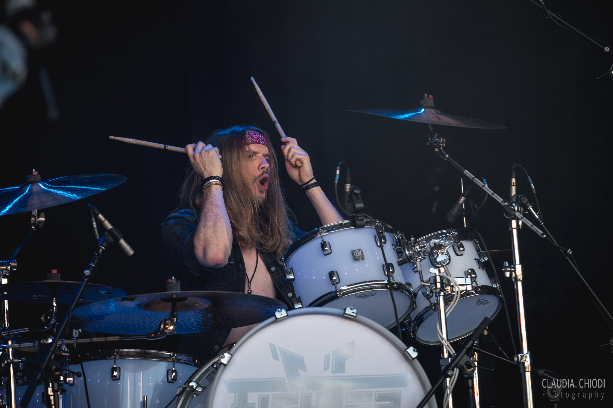 220821 Fighter V playing at Rock The Lakes 2022 in Vallamand.
Photo: Claudia Chiodi 220821 Fighter V playing at Rock The Lakes 2022 in Vallamand.
Photo: Claudia Chiodi