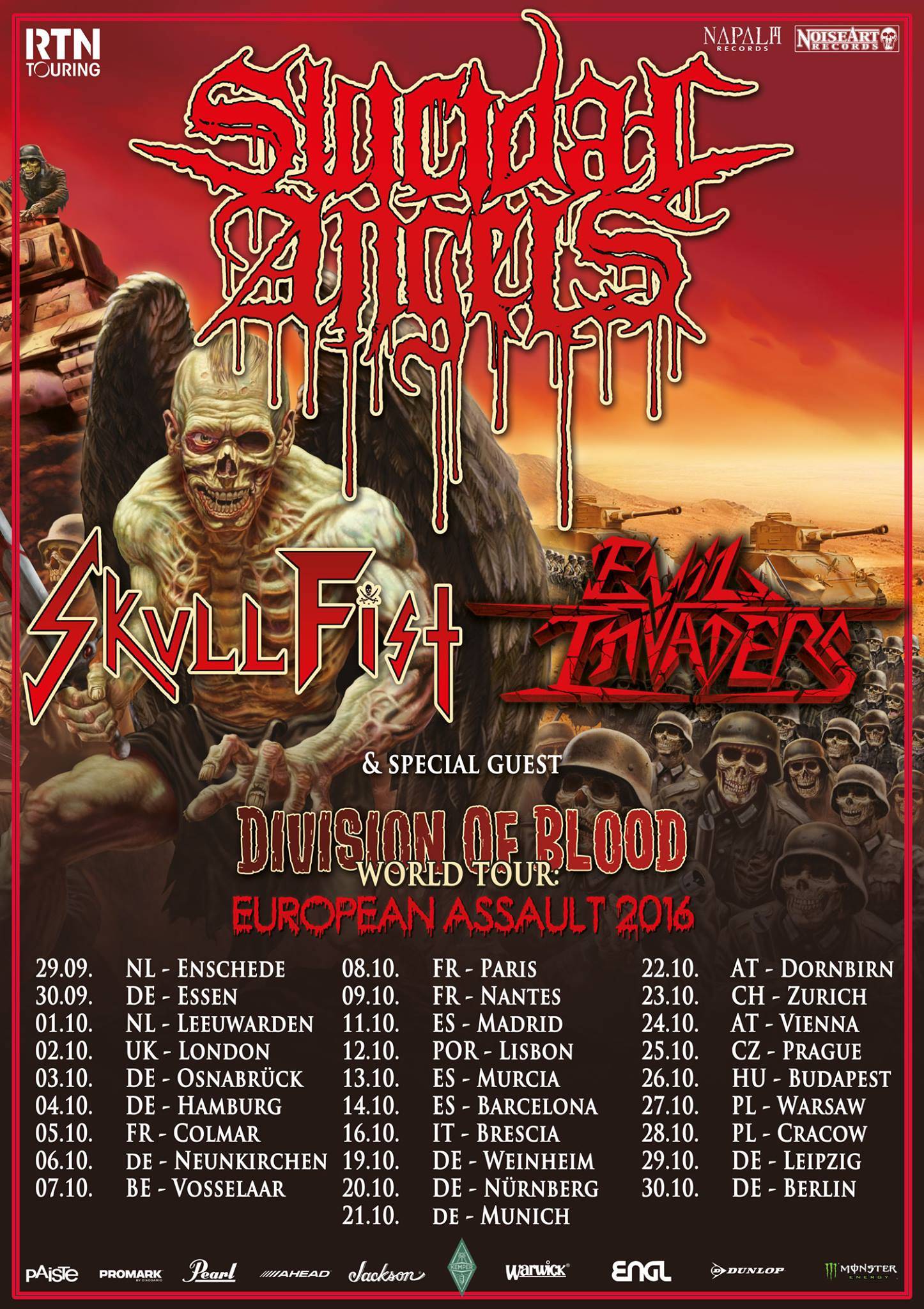 SUICIDAL ANGELS, Skull Fist, Evil Invaders im Komplex