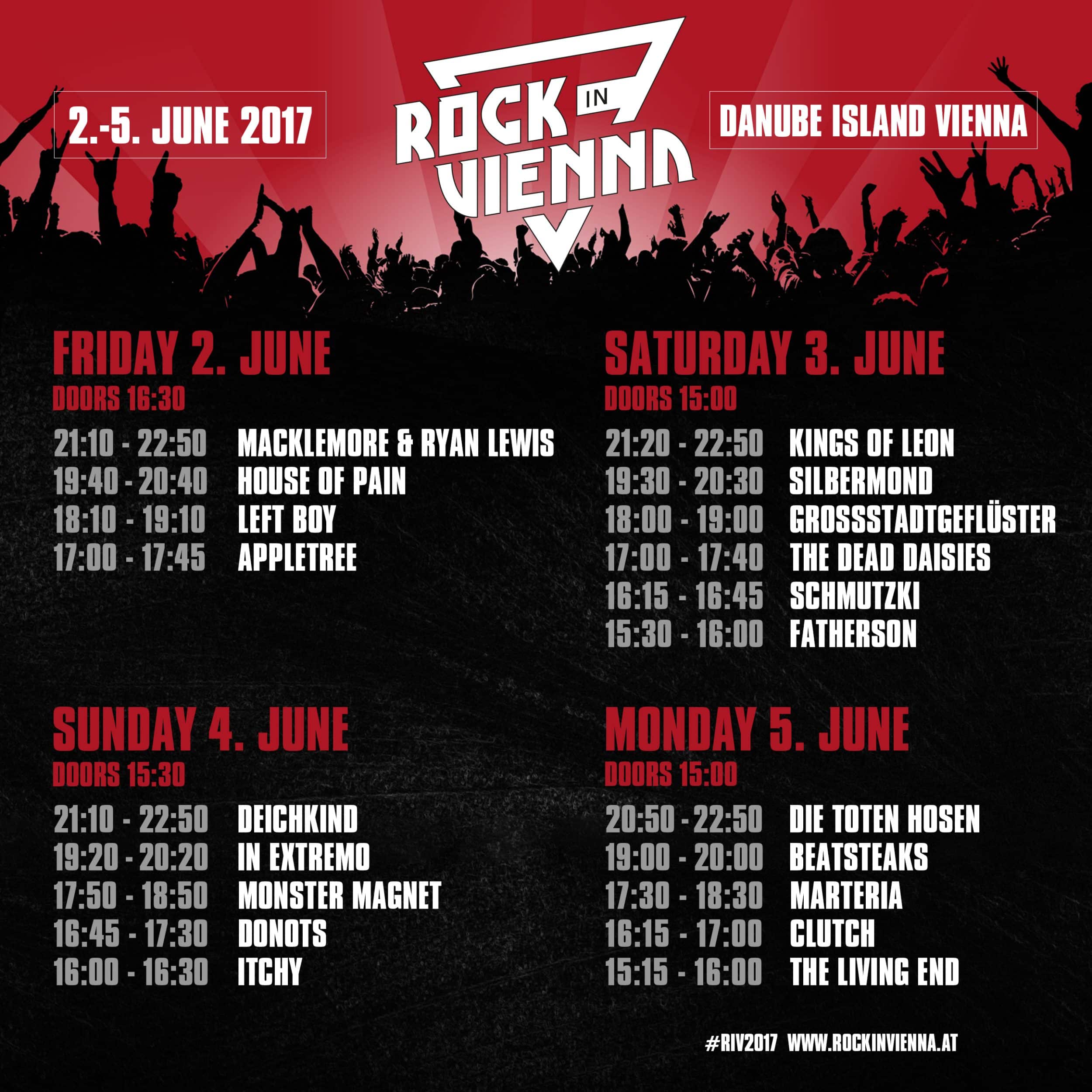 Fete auf der Donauinsel – Running Order ROCK IN VIENNA